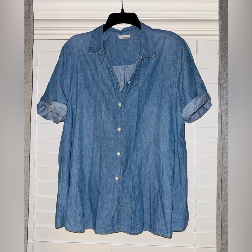 Short Sleeve Denim Button Down